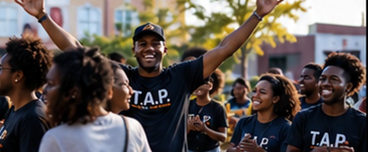 TAP community members celebrating together outdoors