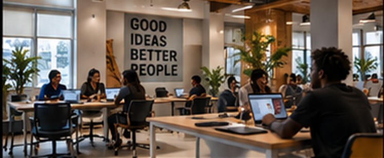 Creators collaborating at a shared coworking space