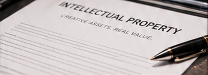 An intellectual property agreement document with a pen